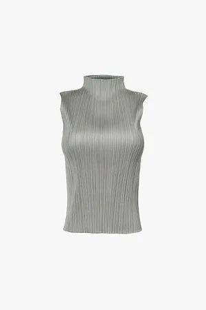 PLEATS PLEASE ISSEY MIYAKE Womens Basic High-Neck Pleated Woven Top
