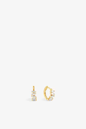 Suzanne Kalan Bold 18ct Yellow Gold and 0.5ct Baguette-Cut Diamond Huggie Earrings