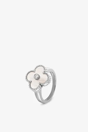 Van cleef Vintage Alhambra White-Gold and 0.06ct Diamond Ring