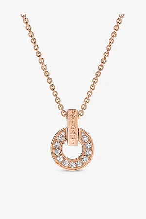 Bvlgari 18ct Rose-Gold and 0.37ct Round Brilliant-Cut Diamond Pendant Necklace