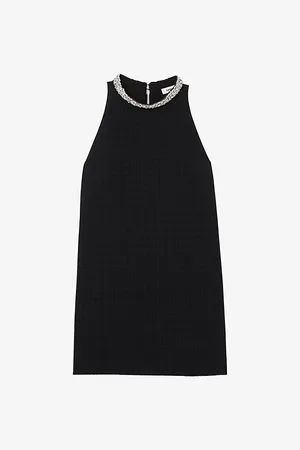Sandro Womens Dorinna Crystal-Embellished Tweed Mini Dress