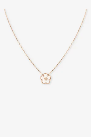 Van cleef Lucky Spring Plum Blossom 18ct Rose-Gold and Mother-Of-Pearl Pendant Necklace