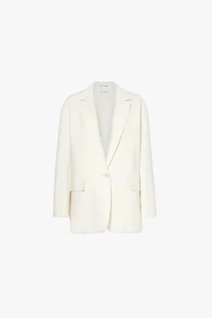 Max Mara Womens Monica Notch-Lapel Relaxed-Fit Stretch-Cotton Blazer