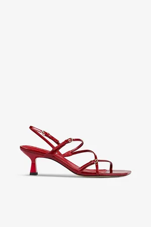 Sandro Womens Strappy Square-Toe Leather Heeled Sandals