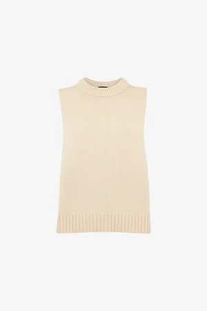 Whistles Womens Indie Round-Neck Ribbed Cotton Vest