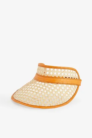 Bonita Womens Leather-Trimmed Rattan Visor Hat