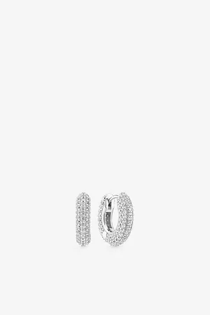 Sif Jakobs Womens Carrara Piccolo Rhodium-Plated Sterling-Silver and Zirconia Hoop Earrings
