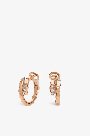 Bvlgari Serpenti Viper 18ct Rose-Gold and 0.18ct Brilliant-Cut Diamond Hoop Earrings