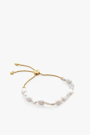Monica Vinader Womens Nura Supersized Pearl 18ct Gold-Plated Vermeil Sterling-Silver Bracelet