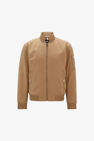 HUGO BOSS Mens Ribbed-Collar Regular-Fit Woven Bomber Jacket