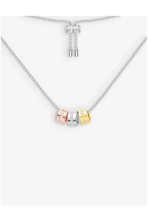 APM Monaco Womens Morse Code Sterling-Silver, 18ct Rose Gold-Plated Brass and Zirconia Necklace