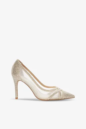 Dune Womens Bridged Rhinestone-Embellished Mesh and Woven Courts