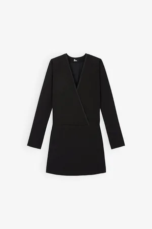 The Kooples Womens Double-Breasted Pleated-Hem Stretch-Woven Mini Blazer Dress
