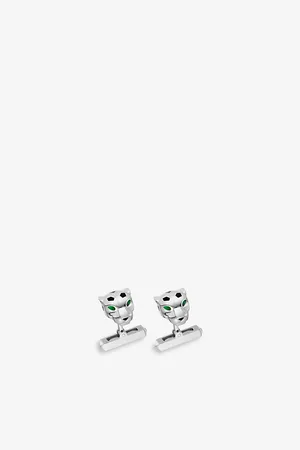 Cartier Mens Panthère De Palladium-Plated Sterling and Lacquer Cufflinks