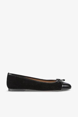 LK Bennett Womens Kara Contrast Toe-Panel Leather Ballerina Flats