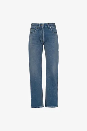 Prada Womens Five-Pocket High-Rise Straight-Leg Jeans