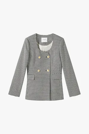 LK Bennett Womens Laurie Houndstooth-Pattern Woven Blazer
