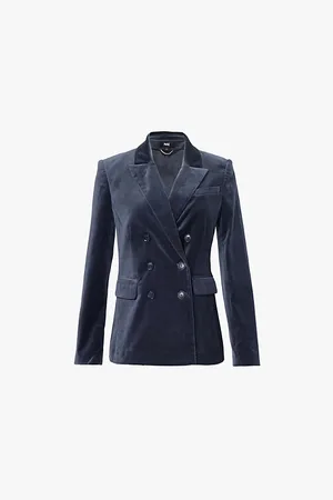 Paige Womens Malbec Velvet Double-Breasted Stretch-Cotton Blazer
