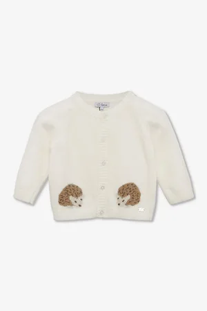 FrenchTrotters Prickles Hedgehog-Intarsia Knitted Cardigan 0-9 Months