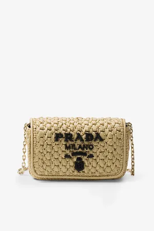 Prada Womens Embroidered-Logo Crochet Shoulder Bag