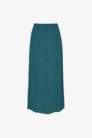 Whistles Womens Star Check-Print A-Line Viscose Skirt