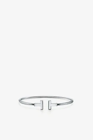 Tiffany & Co. Mens T Wire 18ct White-Gold Bracelet