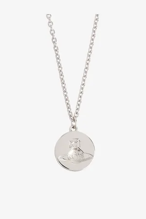 Vivienne Westwood Mens Janus Orb-Engraved 925 Sterling Silver Pendant Necklace