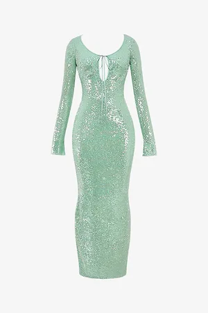House Of Cb Womens Titania Sequin-Embellished Slim-Fit Stretch-Woven Maxi Gown