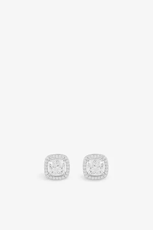 APM Monaco Womens Lumiere Square Sterling- and Pavé Zirconia Stud Earrings