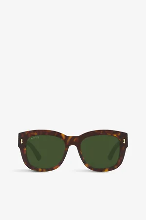 Gucci Womens Gg1110S Square-Frame Tortoiseshell Sunglasses