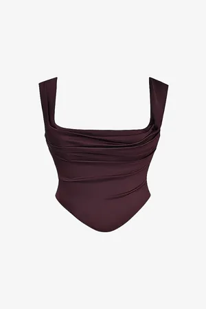 House Of Cb Womens Una Corseted Stretch-Woven Top