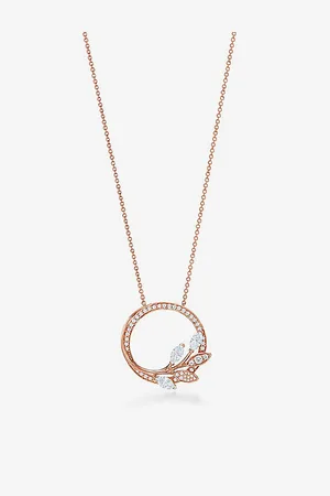 Tiffany & Co. Vine Circle Large 18ct Rose-Gold and 0.70ct Brilliant- and Marquise-Cut Diamond Pendant Necklace