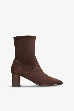 LK Bennett Womens Harp Square-Toe Suede Heeled Ankle Boots