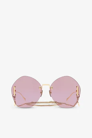 Gucci Womens Gg1203S Round-Frame Metal Sunglasses