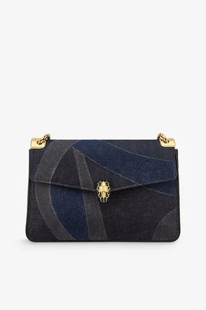 Bvlgari Womens Serpenti Forever Large Denim Shoulder Bag