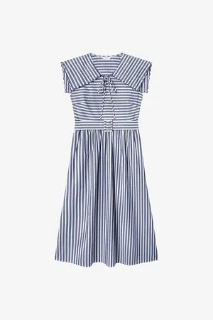 LK Bennett Womens Beau Stripe Cotton Midi Dress