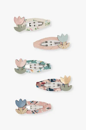 MIMI & LULA Tulip Mini Clic Clacs Pack Of Five Fabric Hair Clips