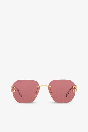 Cartier Womens ct0394S Square-Frame Metal Sunglasses