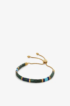 Monica Vinader Womens Delphi 18ct Yellow-Gold Vermeil Plated Sterling- Silver and Malachite Stone Bracelet