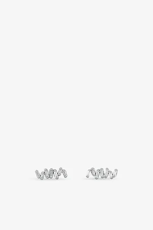 Suzanne Kalan Diamond Bar 18ct White-Gold and Baguette Diamond 0.18ct Stud Earrings