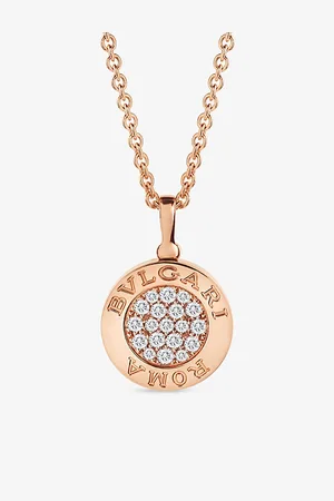 Bvlgari 18ct Rose-Gold With Onyx and 0.34ct Pavé Diamonds Necklace