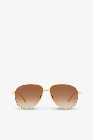 Cartier Womens ct0298S Aviator-Frame Metal Sunglasses
