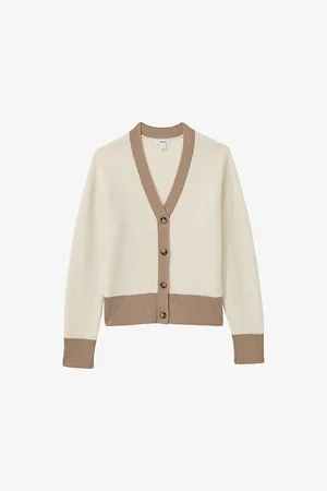 Reiss Womens Brie Colour-Block Button-Up Wool Cardigan