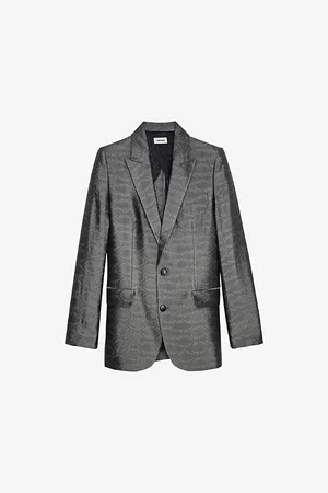 Zadig & Voltaire Womens Vegy Monogram-Jacquard Single-Breasted Woven Blazer