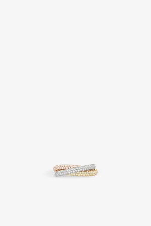Cartier Trinity 18ct White, Rose, Yellow-Gold and 1.38ct Diamond Ring