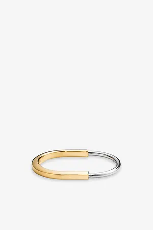 Tiffany & Co. Mens Lock 18ct Yellow and White-Gold Bangle Bracelet