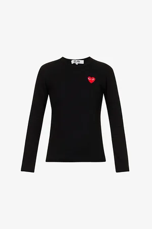 Comme des Garçons Womens Heart-Appliquéd Cotton-Jersey Top