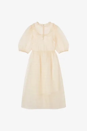 LK Bennett Womens Maddie Ruffle-Trim Pintuck Silk Midi Dress