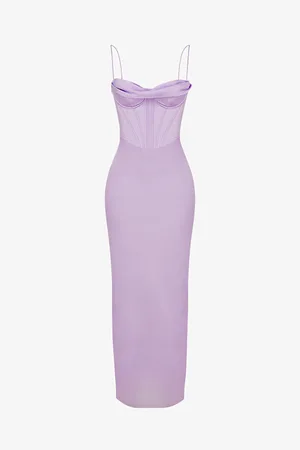 House Of Cb Womens Charmaine Corset Satin Maxi Dress