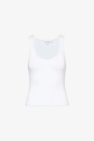 GOOD AMERICAN Womens Heritage Ribbed Stretch-Cotton Top